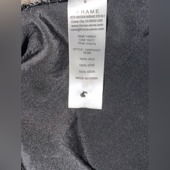 FRAME Woman’s Gillian Puff Sleeve Silk Blouse. Size L. 100% silk - Picture 4 of 16